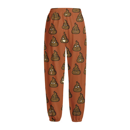 Poop Emoticons Pattern Print Fleece Lined Knit Pants