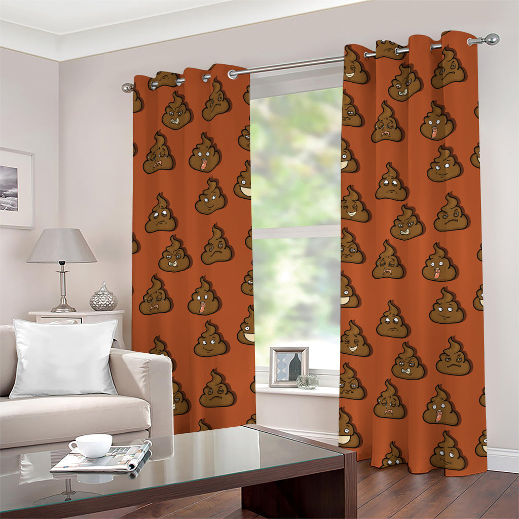 Poop Emoticons Pattern Print Grommet Curtains