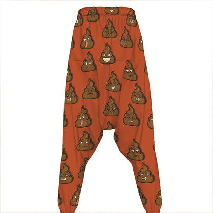 Poop Emoticons Pattern Print Hammer Pants