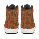Poop Emoticons Pattern Print High Top Leather Sneakers