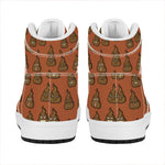 Poop Emoticons Pattern Print High Top Leather Sneakers