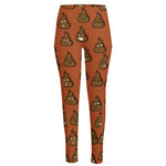 Poop Emoticons Pattern Print High-Waisted Pocket Leggings