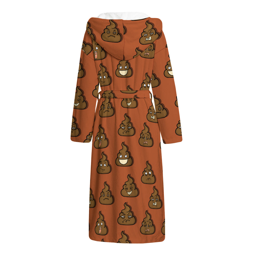 Poop Emoticons Pattern Print Hooded Bathrobe