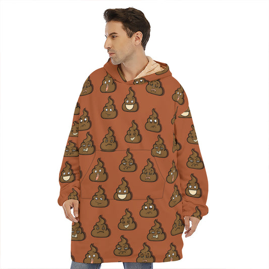 Poop Emoticons Pattern Print Hoodie Blanket