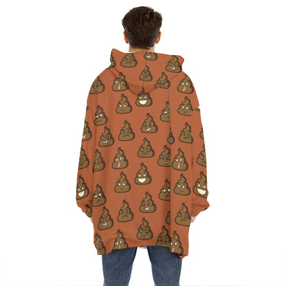 Poop Emoticons Pattern Print Hoodie Blanket