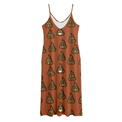 Poop Emoticons Pattern Print Jersey Midi Cami Dress