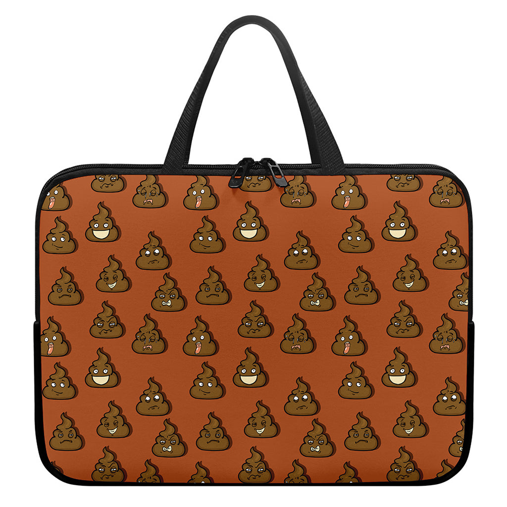 Poop Emoticons Pattern Print Laptop Sleeve With Handle