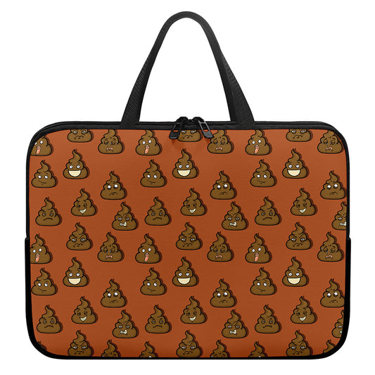 Poop Emoticons Pattern Print Laptop Sleeve With Handle