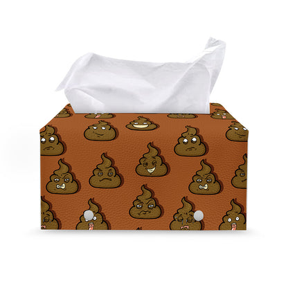 Poop Emoticons Pattern Print Leather Tissue Box Cover