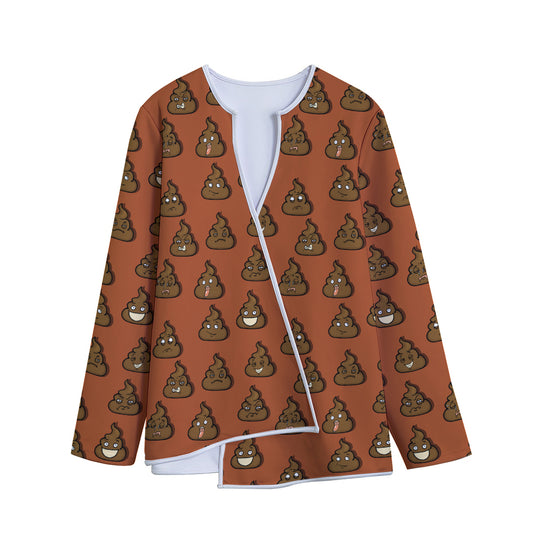 Poop Emoticons Pattern Print Long Sleeve Short Coat