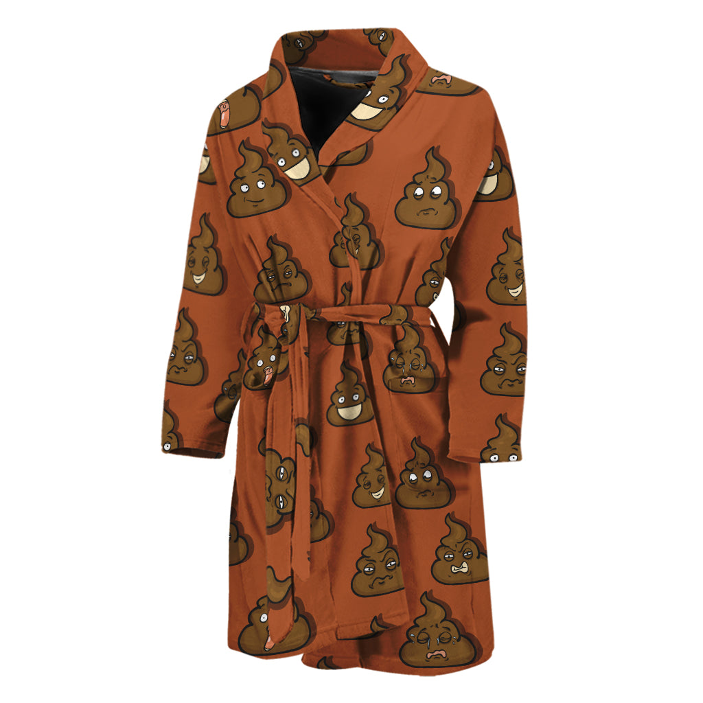 Poop Emoticons Pattern Print Men's Bathrobe