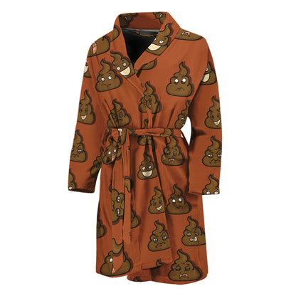 Poop Emoticons Pattern Print Men's Bathrobe
