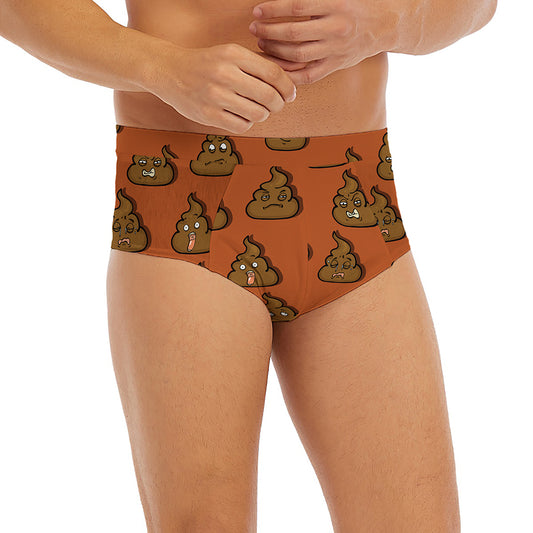 Poop Emoticons Pattern Print Men's Briefs