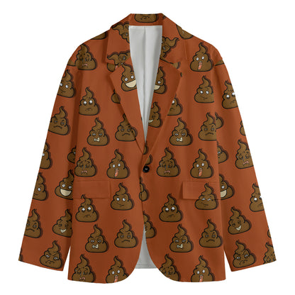 Poop Emoticons Pattern Print Men's Cotton Blazer
