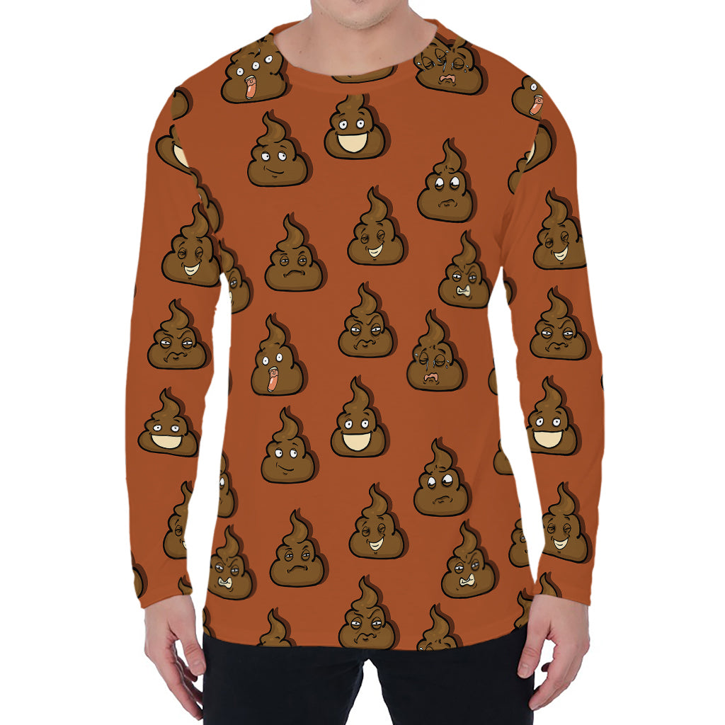 Poop Emoticons Pattern Print Men's Long Sleeve T-Shirt