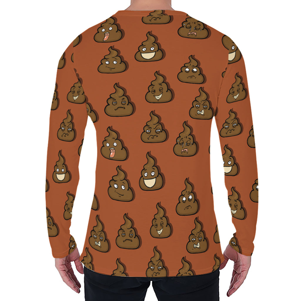 Poop Emoticons Pattern Print Men's Long Sleeve T-Shirt