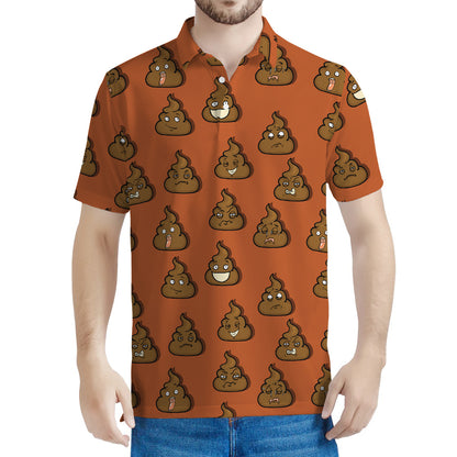 Poop Emoticons Pattern Print Men's Polo Shirt