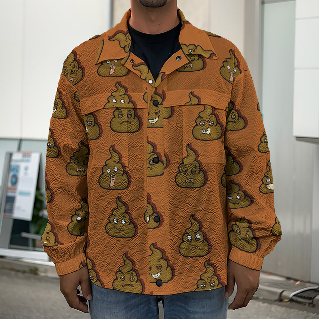Poop Emoticons Pattern Print Men's Shirt Jacket