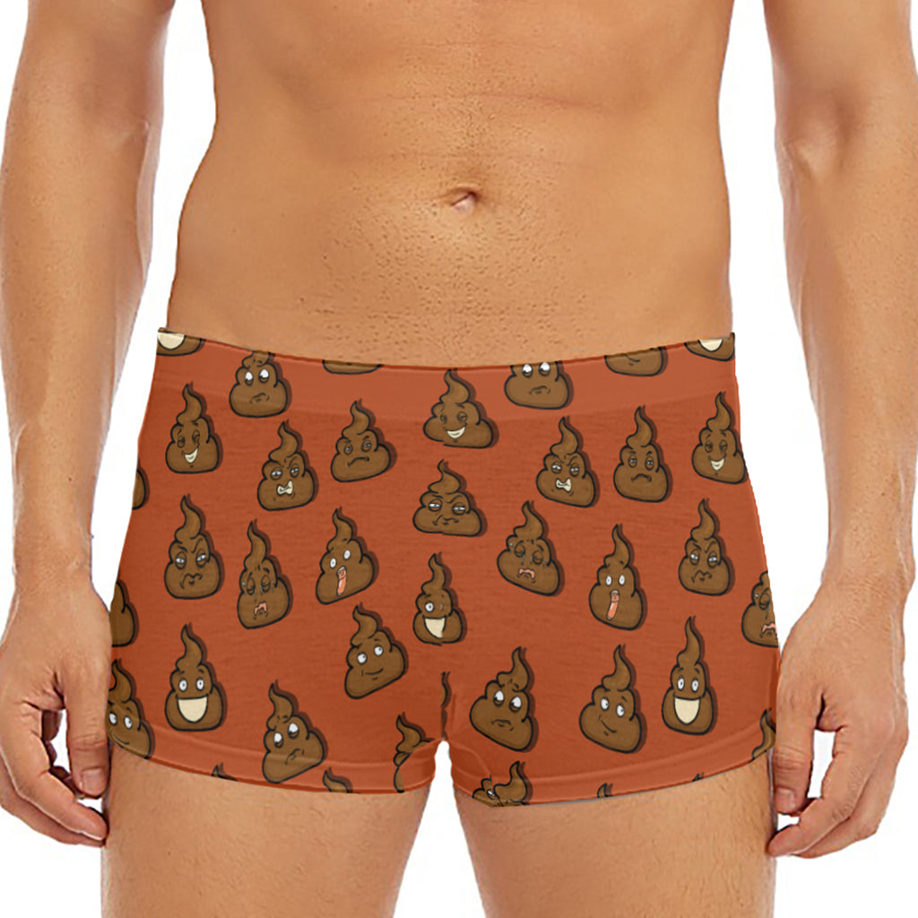 Poop Emoticons Pattern Print Men's Short Boxer Briefs