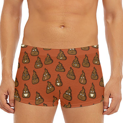 Poop Emoticons Pattern Print Men's Short Boxer Briefs