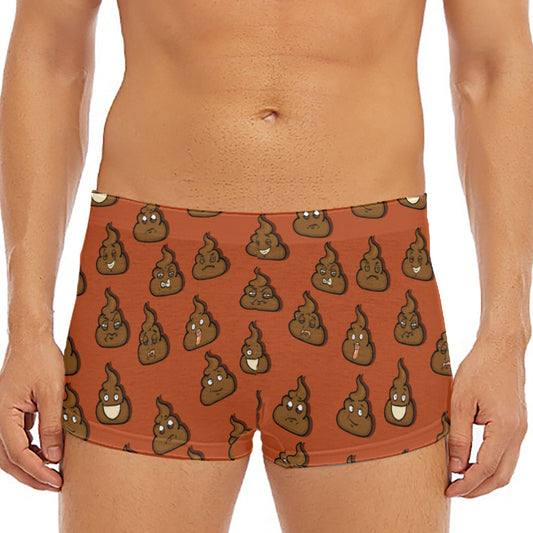 Poop Emoticons Pattern Print Men's Short Boxer Briefs