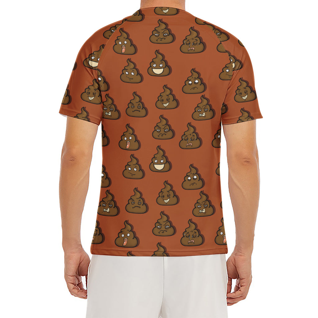 Poop Emoticons Pattern Print Men's Short Sleeve Rash Guard