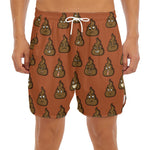 Poop Emoticons Pattern Print Men's Split Running Shorts