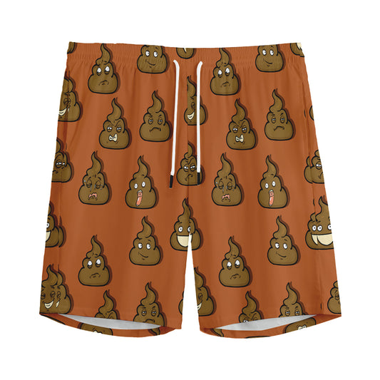 Poop Emoticons Pattern Print Men's Sports Shorts