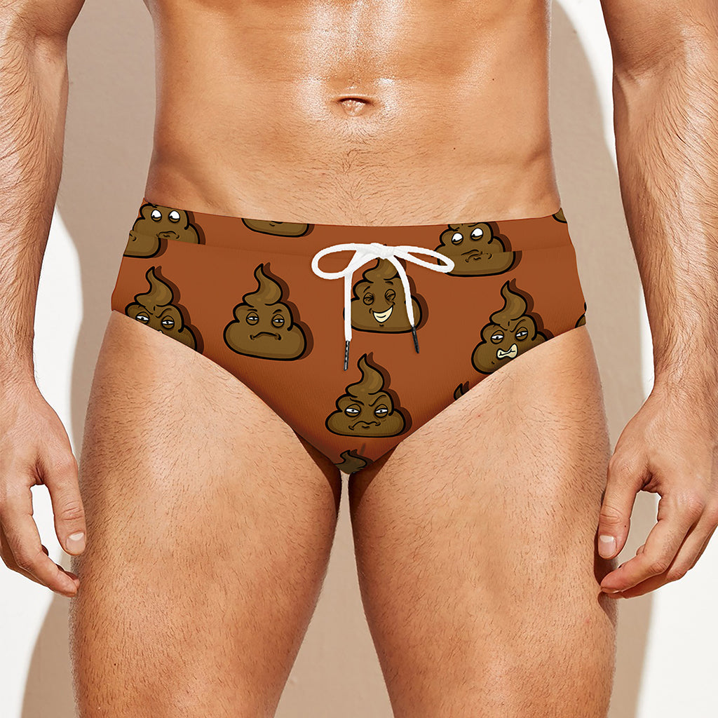 Poop Emoticons Pattern Print Men's Swim Briefs
