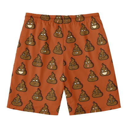 Poop Emoticons Pattern Print Men's Swim Trunks