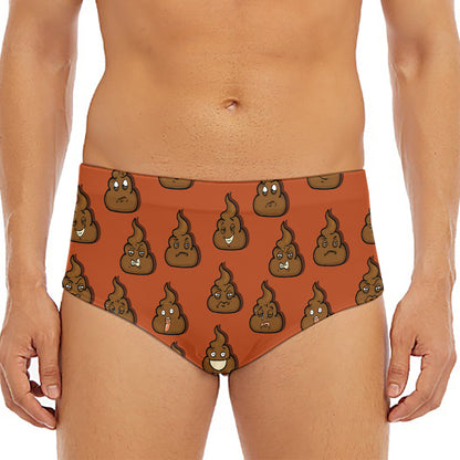 Poop Emoticons Pattern Print Men's Triangle Swim Briefs
