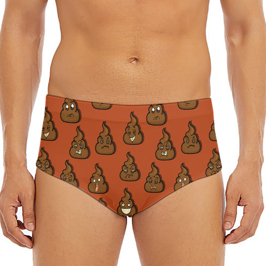 Poop Emoticons Pattern Print Men's Triangle Swim Briefs