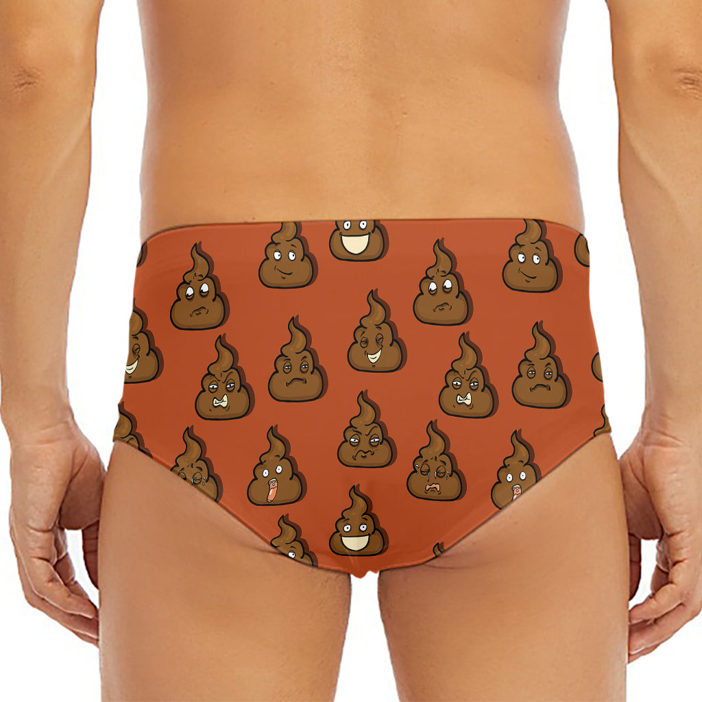 Poop Emoticons Pattern Print Men's Triangle Swim Briefs