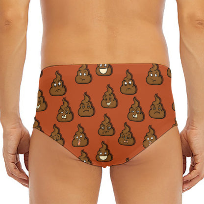 Poop Emoticons Pattern Print Men's Triangle Swim Briefs