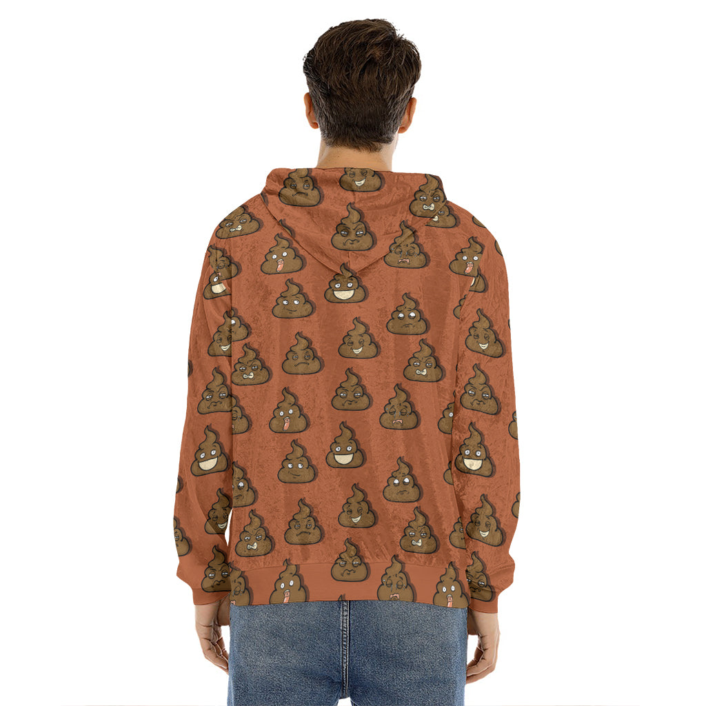 Poop Emoticons Pattern Print Men's Velvet Pullover Hoodie