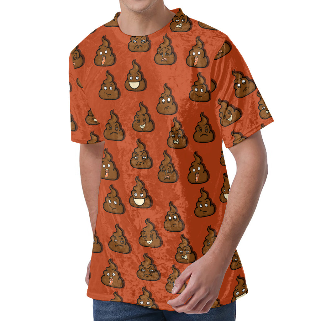Poop Emoticons Pattern Print Men's Velvet T-Shirt