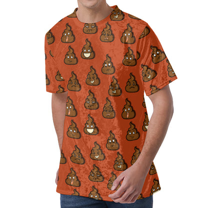 Poop Emoticons Pattern Print Men's Velvet T-Shirt
