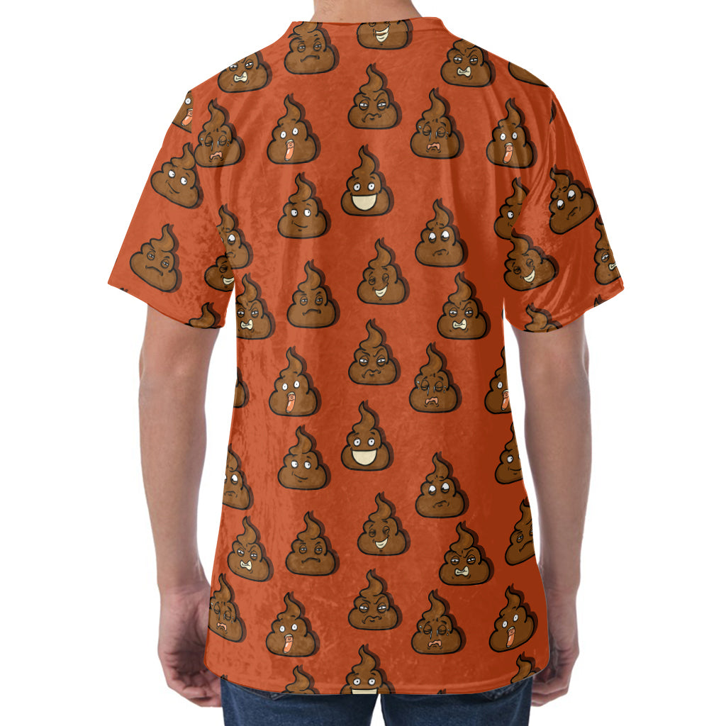 Poop Emoticons Pattern Print Men's Velvet T-Shirt