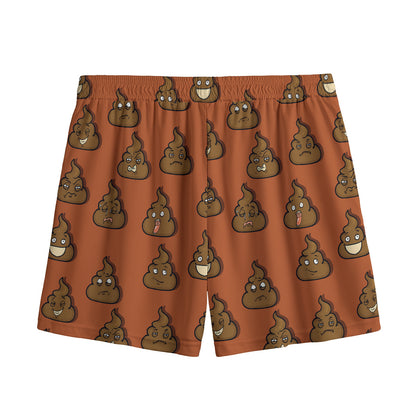 Poop Emoticons Pattern Print Mesh Shorts