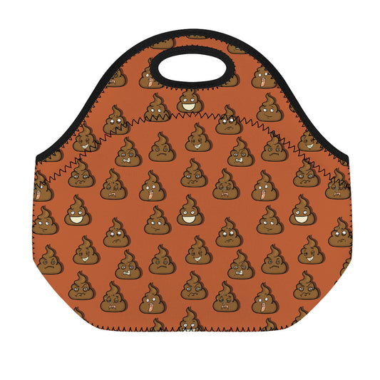 Poop Emoticons Pattern Print Neoprene Lunch Bag