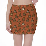 Poop Emoticons Pattern Print Pencil Mini Skirt