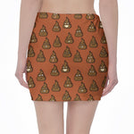 Poop Emoticons Pattern Print Pencil Mini Skirt