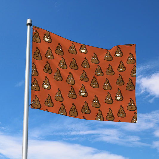 Poop Emoticons Pattern Print Polyester Flag