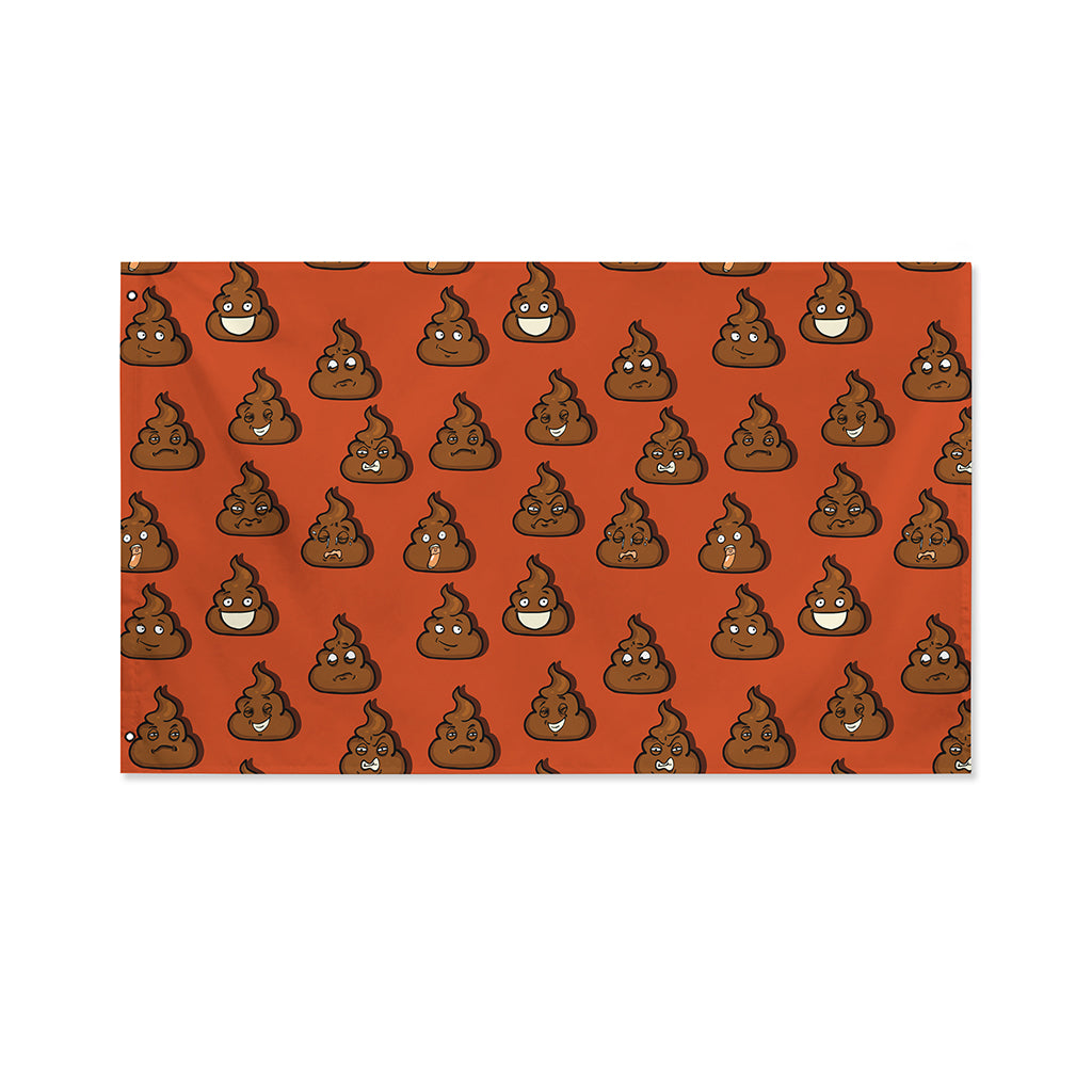Poop Emoticons Pattern Print Polyester Flag