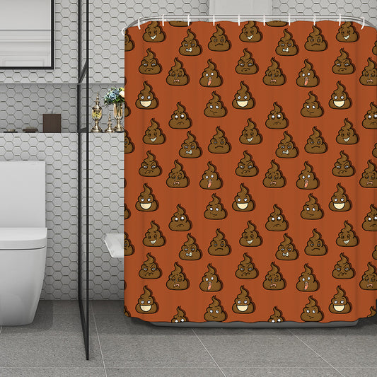 Poop Emoticons Pattern Print Polyester Shower Curtain