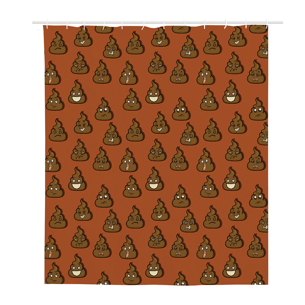 Poop Emoticons Pattern Print Polyester Shower Curtain