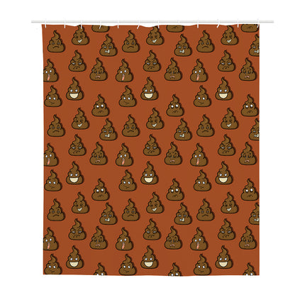 Poop Emoticons Pattern Print Polyester Shower Curtain