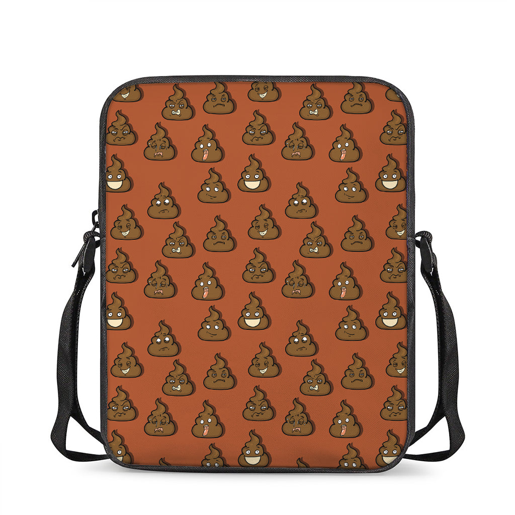 Poop Emoticons Pattern Print Rectangular Crossbody Bag