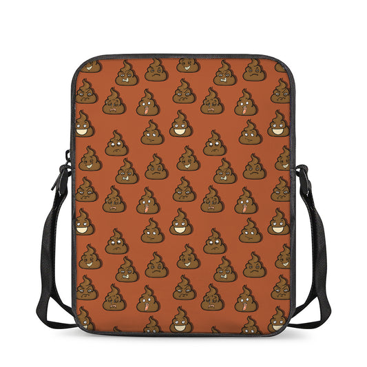 Poop Emoticons Pattern Print Rectangular Crossbody Bag