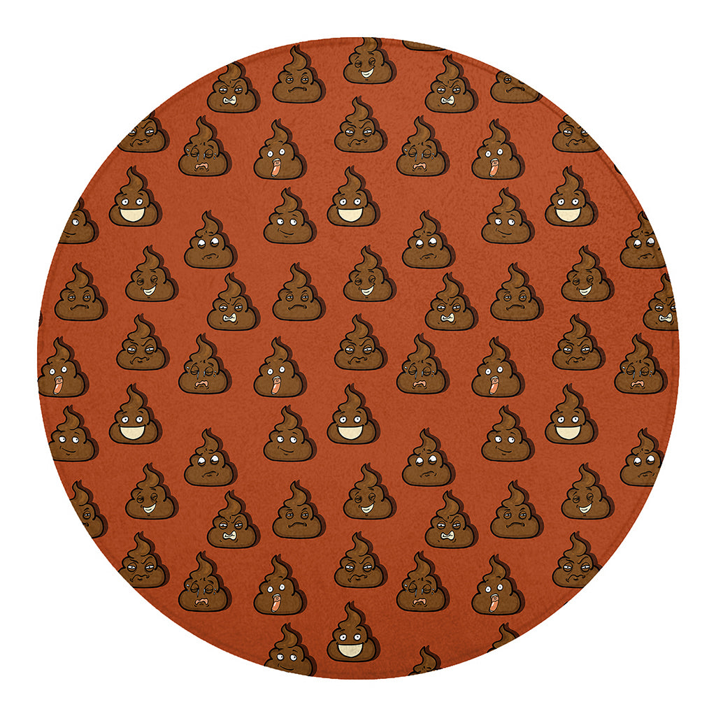 Poop Emoticons Pattern Print Round Blanket